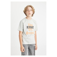 DEFACTO Boy's Crew Neck Printed Short Sleeve T-Shirt