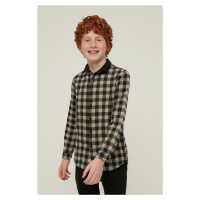 Trendyol Boy Brown Checkered Woven Shirt