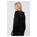 Mikina Dkny dámská, černá barva, s kapucí, s aplikací