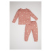 DEFACTO Baby Girl Heart Patterned Long Sleeve Waffle 2-Piece Pajama Set