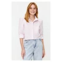 Trendyol Lilac Crop Regular Fit Woven Shirt