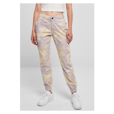 Ladies High Waist Camo Cargo Pants - lilaccamo Urban Classics