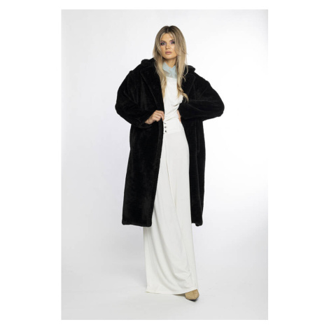 Černý plyšový dámský oversize kabát AnnGissy (AG1-J9172) Ann Gissy