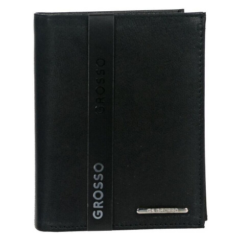 Grosso Kožená pánská matná peněženka černá RFID v krabičce Černá