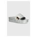 Pantofle Karl Lagerfeld KONDO MAXI dámské, stříbrná barva, na platformě, KL80805N