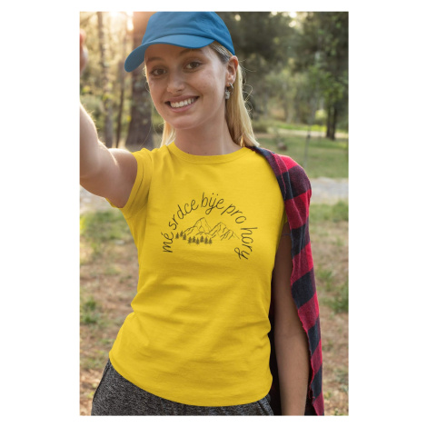 Dámské tričko Mé srdce bije pro hory Barva: Žlutá