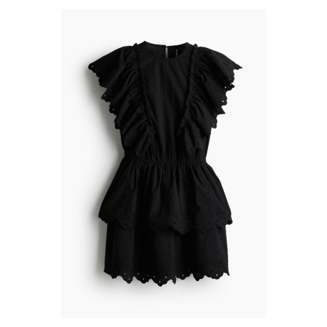 H & M - Bavlněné šaty's volánky - černá H&M