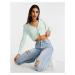 Missguided ribbed crop cardigan in mint-Green