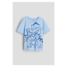 H & M - Bavlněné tričko's potiskem - modrá