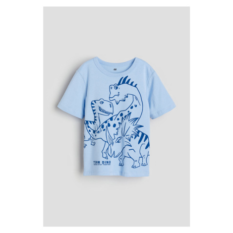 H & M - Bavlněné tričko's potiskem - modrá H&M