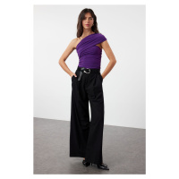 Trendyol Purple One Shoulder Detailed Detailed Stretchy Knitted Blouse