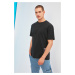 Trendyol Black Relaxed/Comfortable Cut Short Sleeve Text Printed 100% Cotton T-Shirt