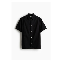 H & M - Košile z lněné směsi's krátkým rukávem Loose Fit - černá