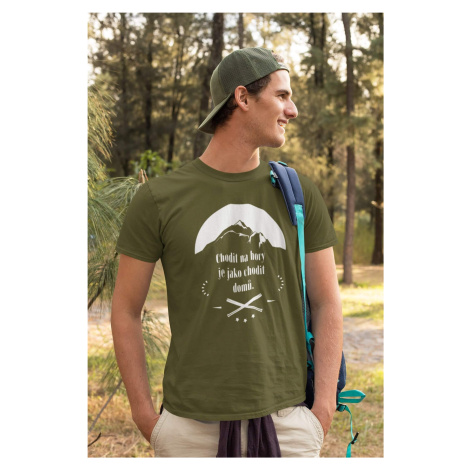 MMO Pánské tričko Chodit na hory Barva: Khaki