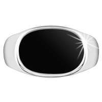 Stříbrný prsten 925, ovál s černou glazurou, lesklá a rozšířená ramena