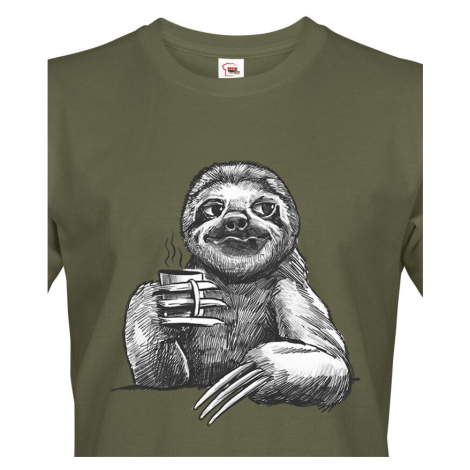 Pánské tričko - Lenochod s kávou - dárek na narozeniny nebo Vánoce BezvaTriko
