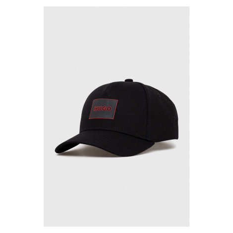 Bavlněná baseballová čepice HUGO černá barva, s aplikací, 50506053 Hugo Boss