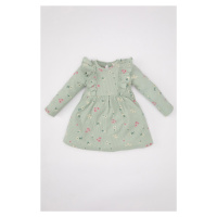 DEFACTO Baby Girl Floral Long Sleeve Waffle Dress