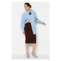 Trendyol Brown Midi Pencil Knitwear Skirt