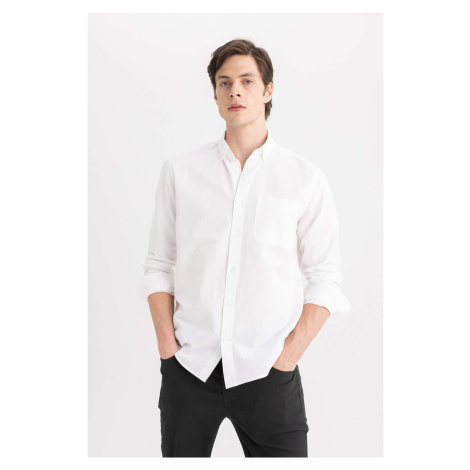 DEFACTO Regular Fit Polo Collar Oxford Long Sleeve Shirt