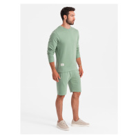 Men's sweatshirt set sweatshirt + shorts - green V3 Z77