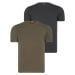 DUAL SET T8569 DEWBERRY BIKE COLLAR MENS T-SHIRT-ANTHRACITE-KHAKI