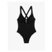 Koton Glittery Swimsuit with Metal Accessories Window Detail and Pleated Straps.