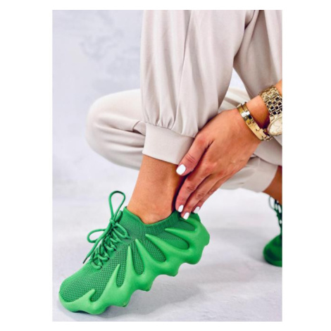 Ponožkové dámské tenisky zelené barvy