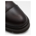 Tmavě hnědé pánské kožené zimní kotníkové boty ALDO Aaren-L