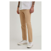 Kalhoty Tommy Jeans pánské, béžová barva, přiléhavé, DM0DM19166