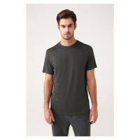 Avva Men's Gray Crew Neck Printed Soft Touch Regular Fit T-shirt