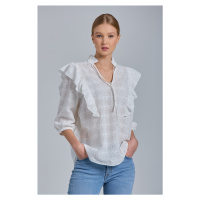 TOP GANT D2. BRODERIE ANGLAISE TOP bílá