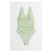 H & M - Tvarující jednodílné plavky - zelená