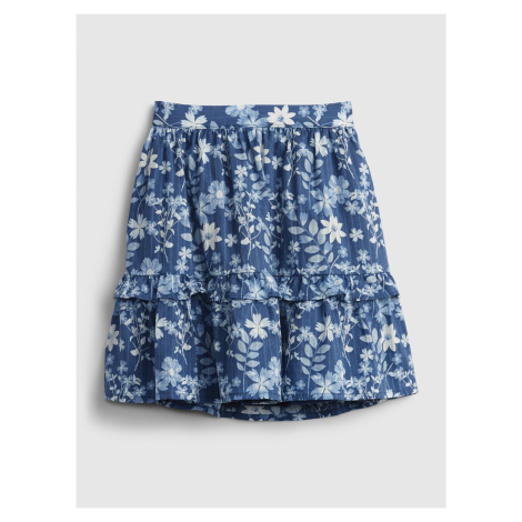 Modrá holčičí dětská sukně floral midi skirt GAP
