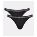 Dámská tanga GO Ribbed R Tanga C2P - - černé 0004 - SLOGGI