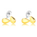 Náušnice v kombinovaném 9K zlatě - dvě kapičky a třpytivá zirkonová slza