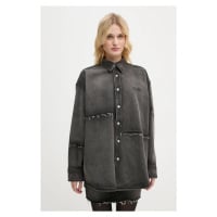 Džínová bunda MM6 Maison Margiela dámská, šedá barva, přechodná, oversize, S62AN0134.S30848