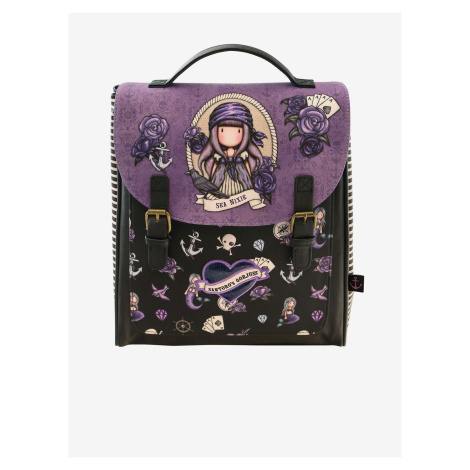 Hnědo-fialový vzorovaný batoh Santoro Santoro London