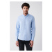 Avva Men's Light Blue Oxford 100% Cotton Buttoned Collar Regular Fit Shirt