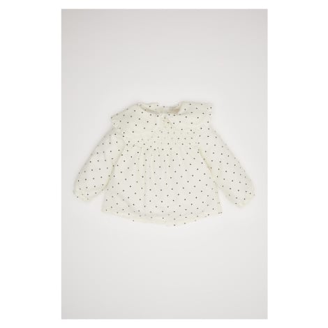 DEFACTO Baby Girl Big Lapel Polka Dot Twill Long Sleeve Shirt