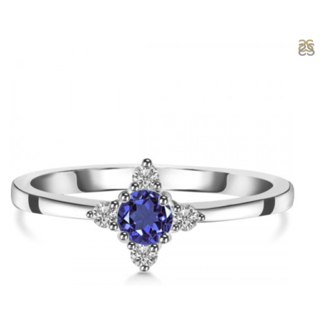 Klenoty Amber Luxusní stříbrný prsten s tanzanitem a topazy Stella