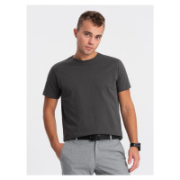 Ombre Clothing Bavlněné klasické grafitové tričko s krátkým rukávem V10 TSBS-0146