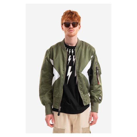 Oboustranná dětská bomber bunda Alpha Industries x Alpha 106120 01 pánská, zelená barva, přechod