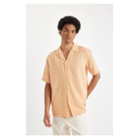 DEFACTO Relax Fit Open Collar Cotton Short Sleeve Shirt