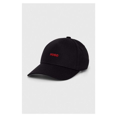 Bavlněná baseballová čepice HUGO černá barva, s potiskem Hugo Boss