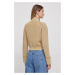 Bavlněný svetr Calvin Klein Jeans béžová barva, s golfem