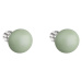 Evolution Group Stříbrné náušnice pecka s perlou Swarovski zelené kulaté 31142.3 pastel green