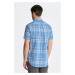 KOŠILE GANT REG COTTON LINEN CHECK SS SHIRT modrá