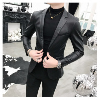 Pánské kožené sako luxusní blazer hladké a se vzorem