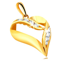 Diamantový přívěsek ze žlutého 585 zlata - kontura srdce, třpytivé brilianty